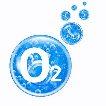 Oxygen bubbles on a white background. O2 Stock Illustration