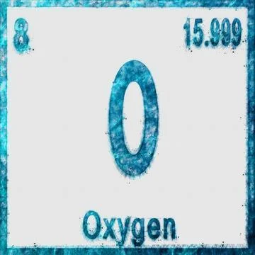 Oxygen Chemical Element Blue on White Stock Illustration