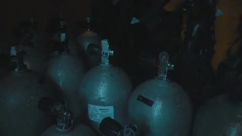 Oxygen cilinders at low light Stock Footage 151045759