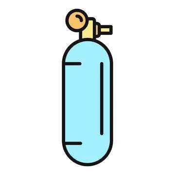Oxygen cylinder icon with flat design style Stock Illustration