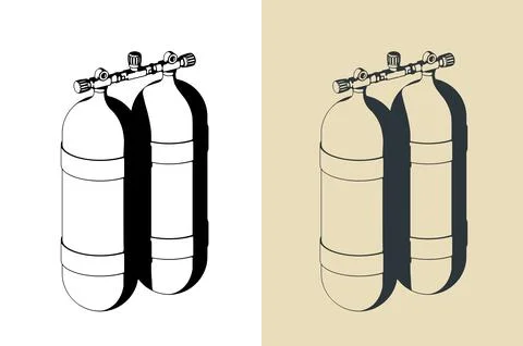 Oxygen cylinders for diving illustrations Stock Illustration
