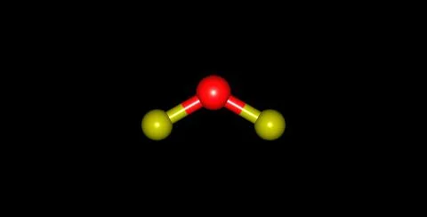 Oxygen difluoride molecular structure isolated on black Stock Illustration