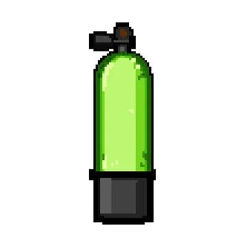Oxygen diving cylinder pixel art vector illustration Stock Illustration