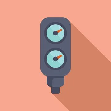 Oxygen diving manometer icon flat vector. Dive pool Stock Illustration
