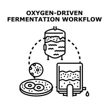 Oxygen driven fermentation workflow process in biochemical engineering イラスト素材