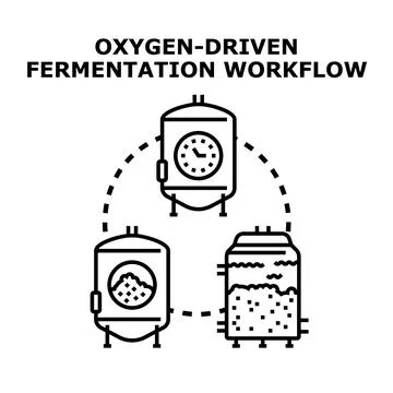 Oxygen driven fermentation workflow process diagram イラスト素材