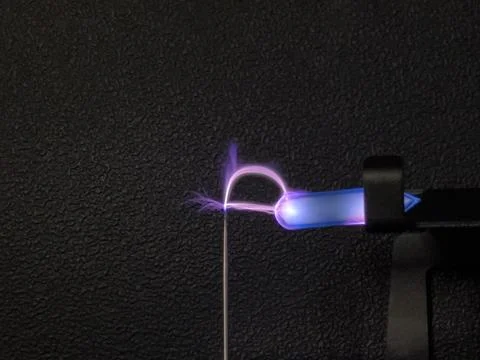 Oxygen electrified with tesla coil Stock Photos