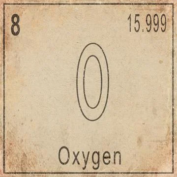 Oxygen Element Card from Periodic Table on Vintage Old Paper Stock Illustration