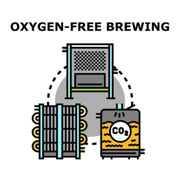 Oxygen free brewing process system concept illustration Stock Illustration