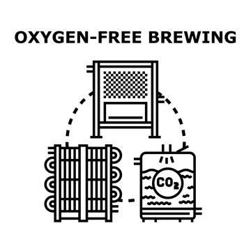 Oxygen free brewing process system concept illustration Stock Illustration