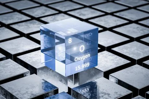 OXYGEN gas is an element on the periodic table. OXYGEN gas symbol on the pe.. Illustrazione stock
