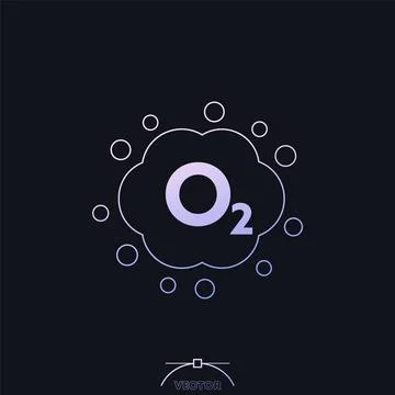 Oxygen gas, O2 icon with a cloud, vector Ilustración de archivo