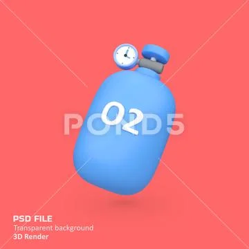 Oxygen gas tank isolated 3d render icon illustration PSD Template