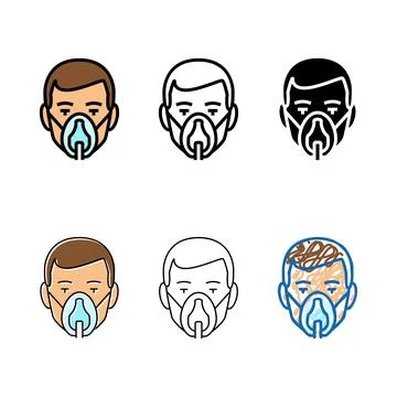 Oxygen mask face color range icon vector Stock Illustration