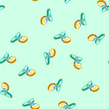 Oxygen mask face isometric icon seamless pattern Stock Illustration
