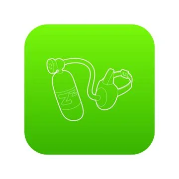 Oxygen mask icon green vector Stock Illustration