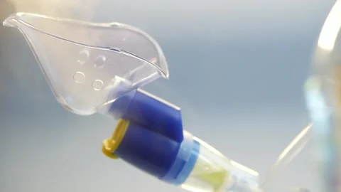 Oxygen mask of nebulizer, medical equipment for pneumonia, covid, sars and Stock Footage