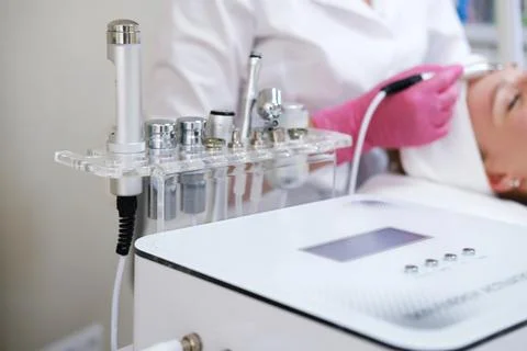 Oxygen Mesotherapy and RF Lifting Device in Beauty Salon Stock Photos
