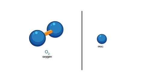 Oxygen Molecule Structure and Atomic Separation Animation Sequence Video stock 321384333