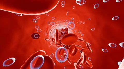 Oxygen molecules floating in the blood stream Stock Illustration