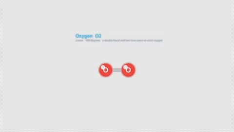 Oxygen O2 Ball And Stick Model Animation Labeled Alpha 4K Video stock 339310376