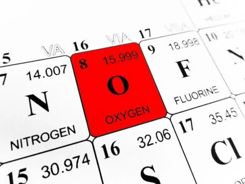 Oxygen on the periodic table of the elements Foto stock