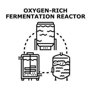 Oxygen rich fermentation reactor process flat icon concept イラスト素材