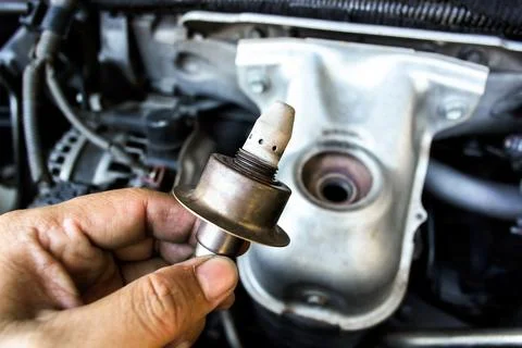 Oxygen sensor or O2 sensor of car engine Stock Photos