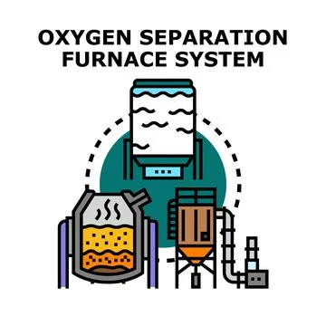 Oxygen separation furnace system process refining industry Stock Illustration
