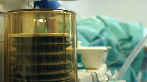 Oxygen supply machine working in the surgery room at hospital. Stock Footage 92024499