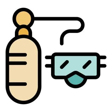 Oxygen tank and goggles for diving or industrial use providing safety and c.. イラスト素材