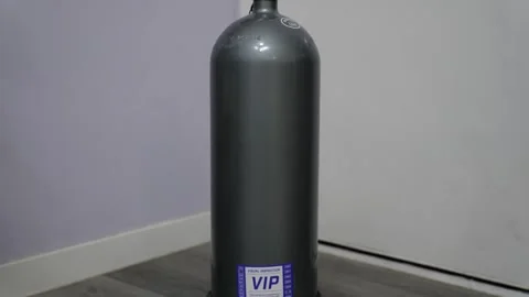 Oxygen tank for scuba diving. High pressure air tank for going underwater Stock Footage 328964798