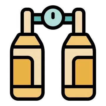 Oxygen tanks connected with regulator and pressure gauge, essential equipment Stock Illustration