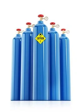 Oxygen tanks isolated on white background. 3D illustration Stock Illustration