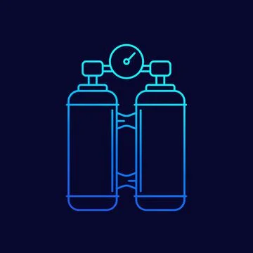 Oxygen tanks line icon, vector Stock Illustration