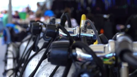 Oxygen Tanks for scuba diving  Stock Footage 70498855