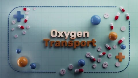 Oxygen Transport text animation on 3D medical background Stock Footage 319431065