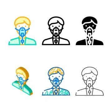 Oxygen variants mask face color icon vector Stock Illustration