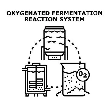 Oxygenated fermentation reaction system controlling biological process Stock Illustration