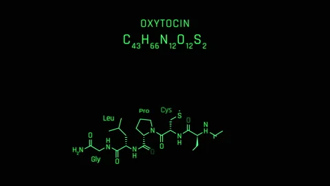 Oxytocin or Oxt Molecular Structure Symbol Neon Animation Stock Footage 154616144