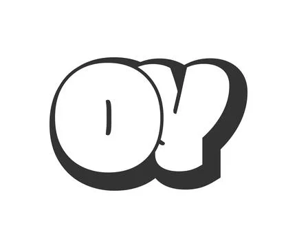OY logo, bubble comic lettering, rounded in graffiti style black and white .. Stock Illustration