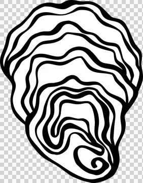 Oyerster shell seashell doodle outline, fisherman aesthetic Stock Illustration
