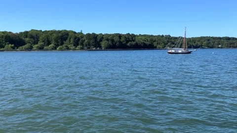 Oyster Bay with One Moored Ship Video stock 313346589