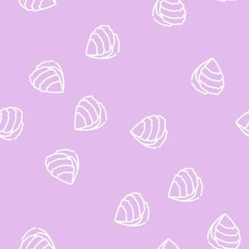 Oyster ocean line vector seamless pattern Illustrazione stock