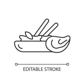 Oyster omelette linear icon. Stock Illustration