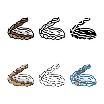 Oyster opened shell color forms icon vector Stock Illustration