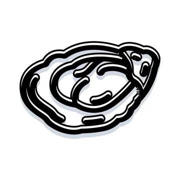 Oyster shell black outline drawing on white Stock Illustration