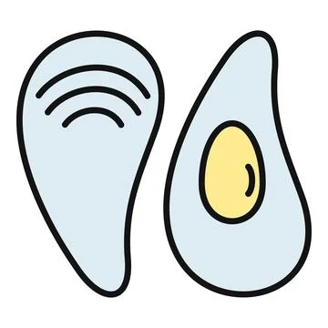 Oyster shell with pearl and empty shell icon Stock Illustration