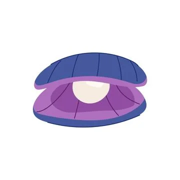 Oyster shell pearl cartoon vector illustration Stock Illustration
