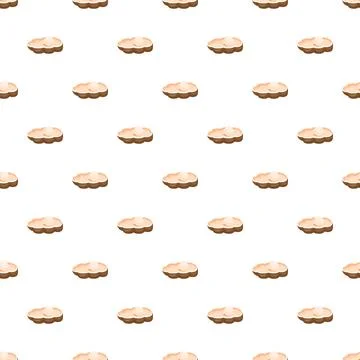 Oyster shell pearls seamless pattern on white background Stock Illustration